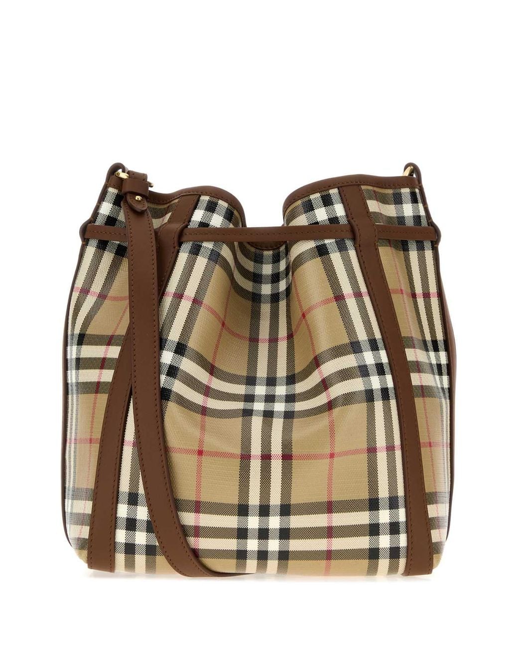 Burberry Burberry Check Canvas Shoulder Bag in Brown | Lyst