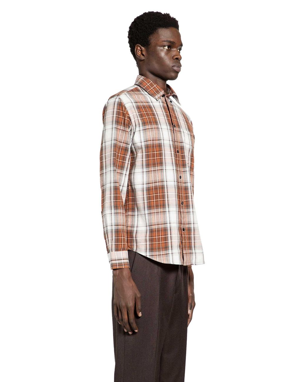 Burberry Orange Roland Grand Check Rust Button-Down Cotton Shirt for men