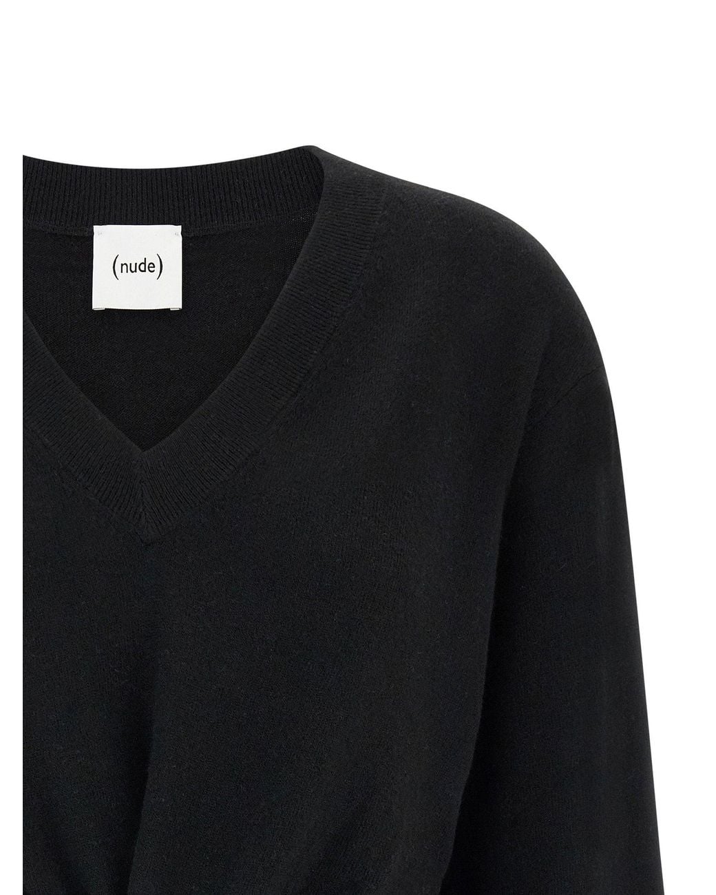 Nude Black Knotted V-Neck Sweater