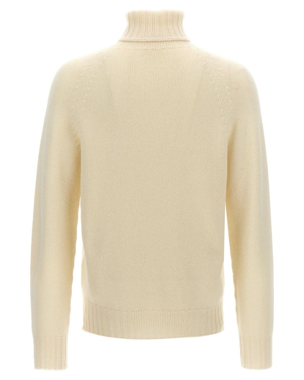Ma'ry'ya White Ribbed Wool-Blend Turtleneck Sweater