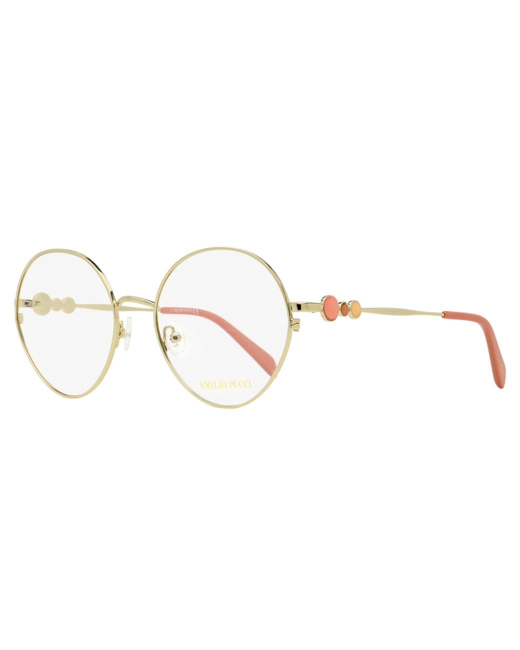 Emilio Pucci Black Pucci Round Oversized Eyeglasses Ep5203 032-Rose 55Mm Metal/Plastic (Acetate)