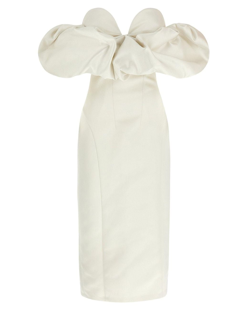 Elisabetta Franchi White Off-The-Shoulder Satin Dress