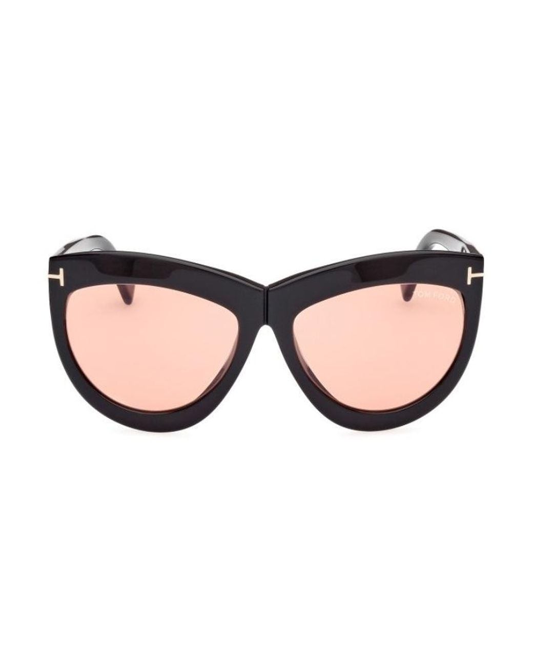 Tom Ford Brown Sunglasses Cat Eye Full Rim, Blonde Havana Frame And Mirror Lens Ft111253G