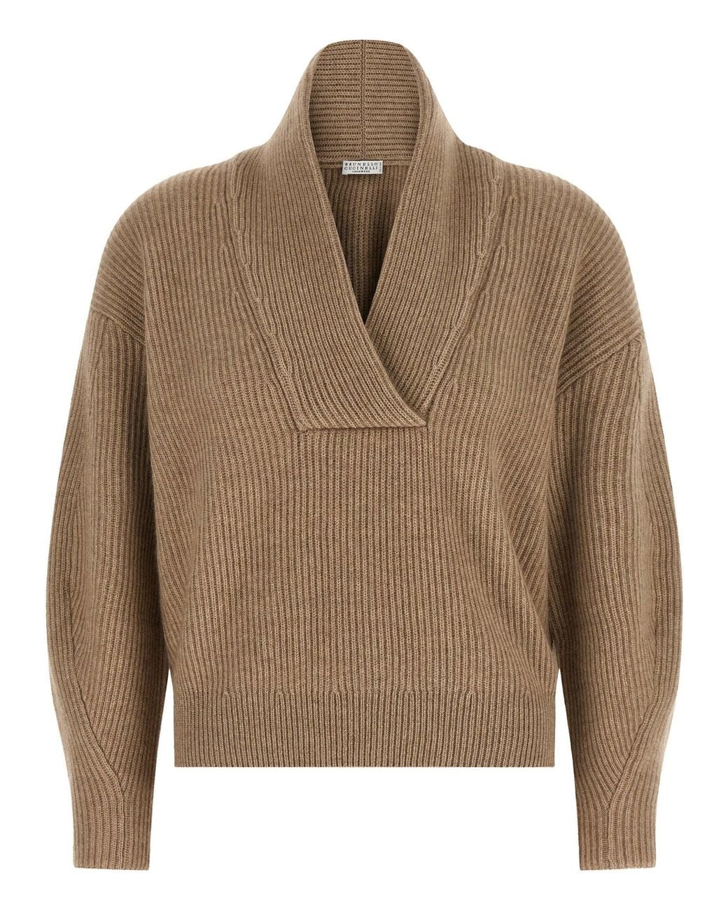 Brunello Cucinelli Natural English Rib Cashmere Sweater