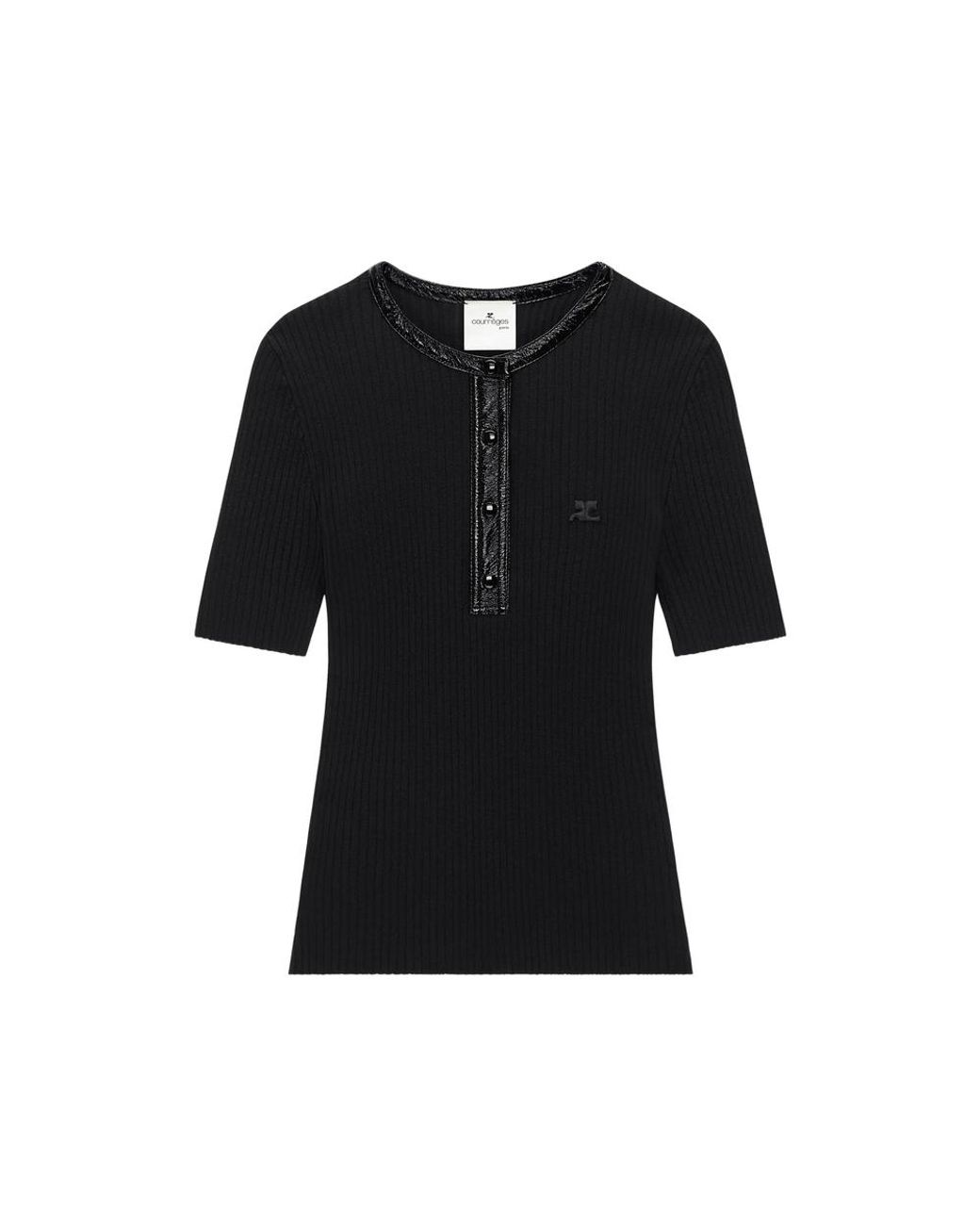 Courreges Black Ribbed Knit Top