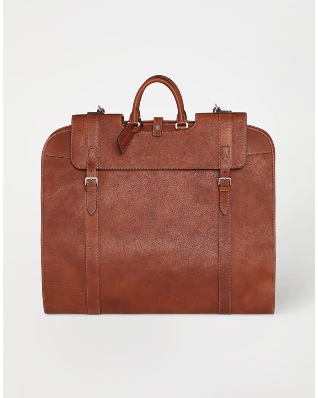 Brunello Cucinelli Brown Leather Briefcase Bag for men