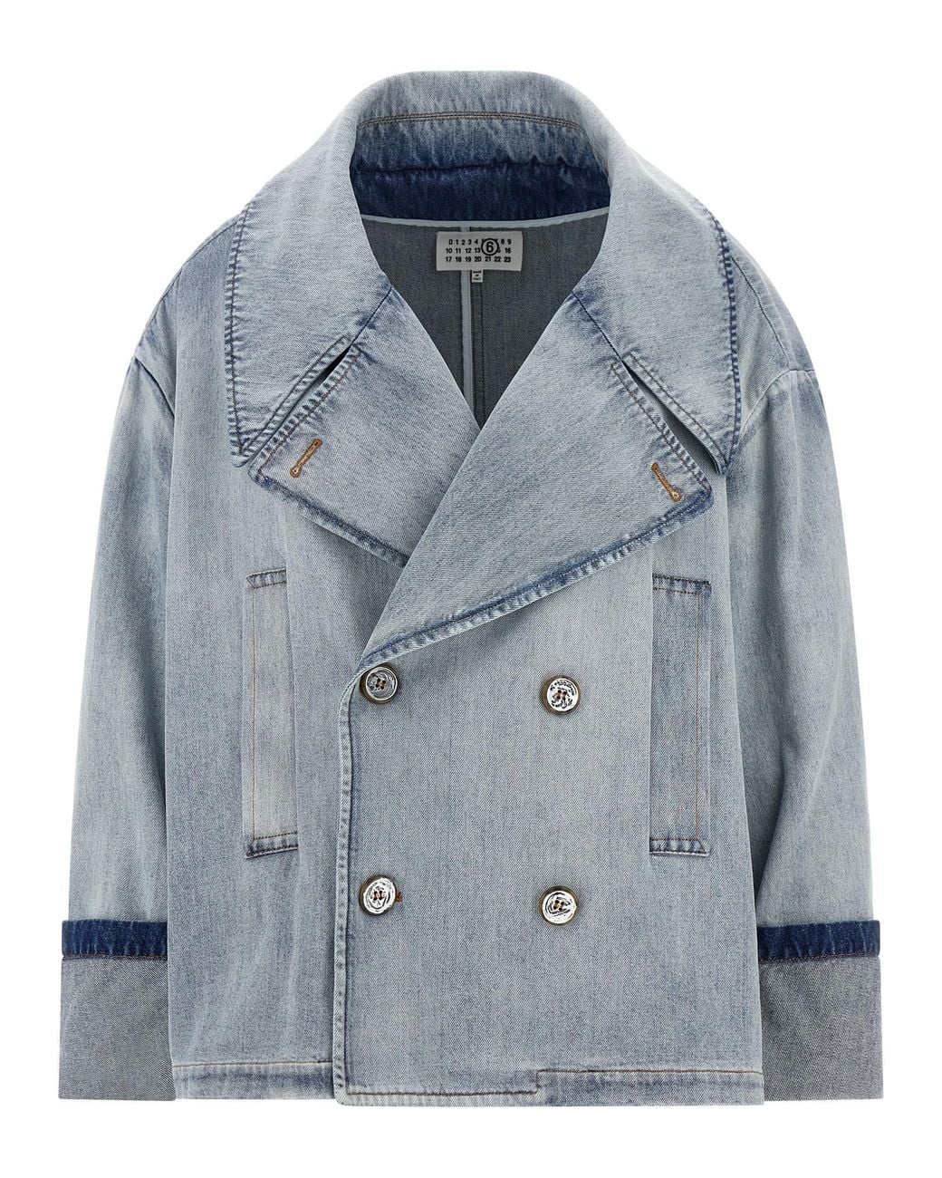 MM6 by Maison Margiela Blue Double-Breasted Jacket Cotton Down Jacket, Parka, Casual