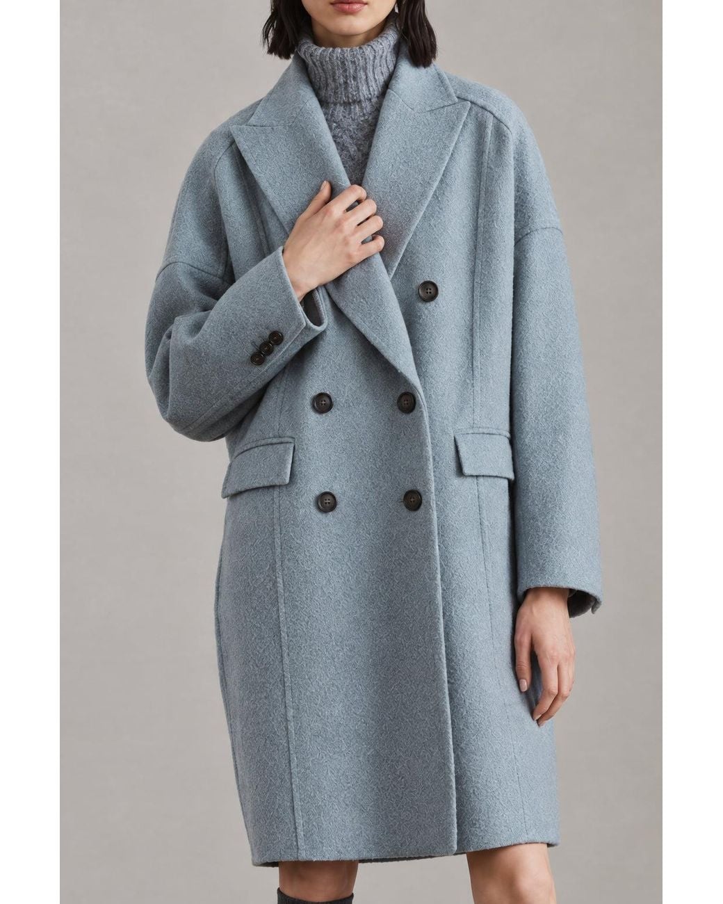 Brunello Cucinelli Blue Celeste Double Breasted Wool Jacket