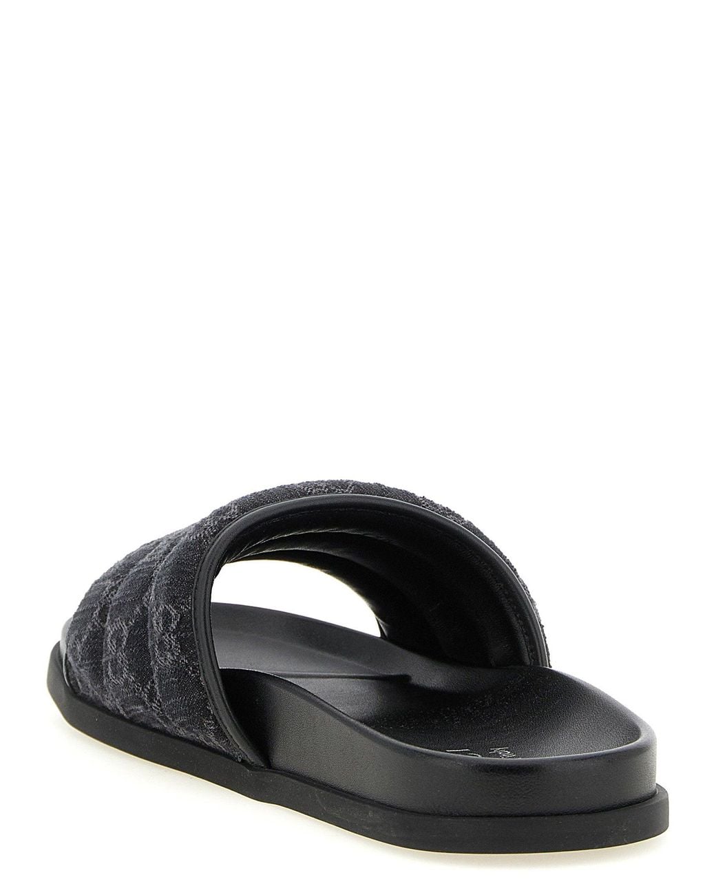 Gucci Black Gg Quilted Denim Slides for men