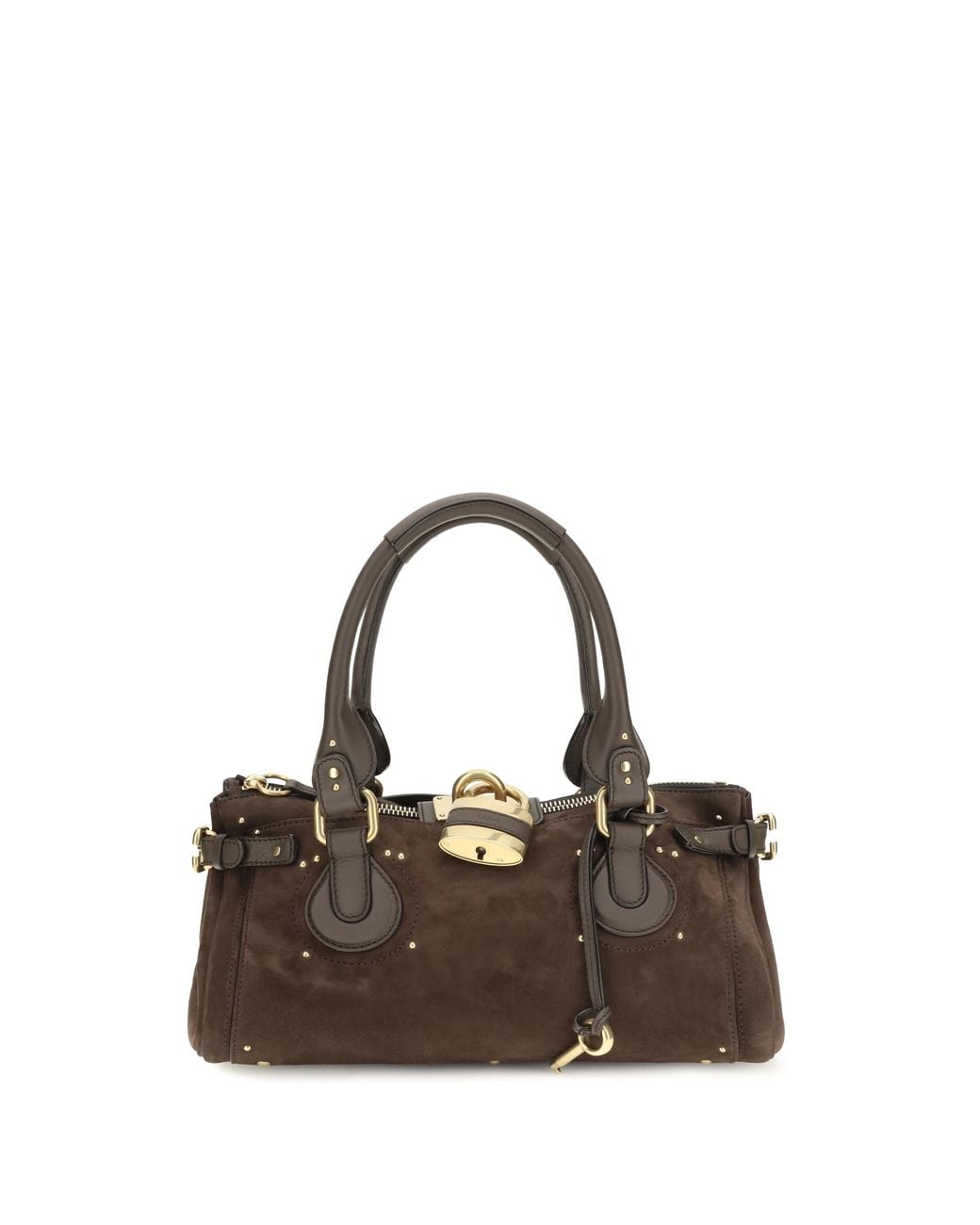 Chloé Brown Paddington Suede Handbag Calf Leather (Bos Taurus) Bag