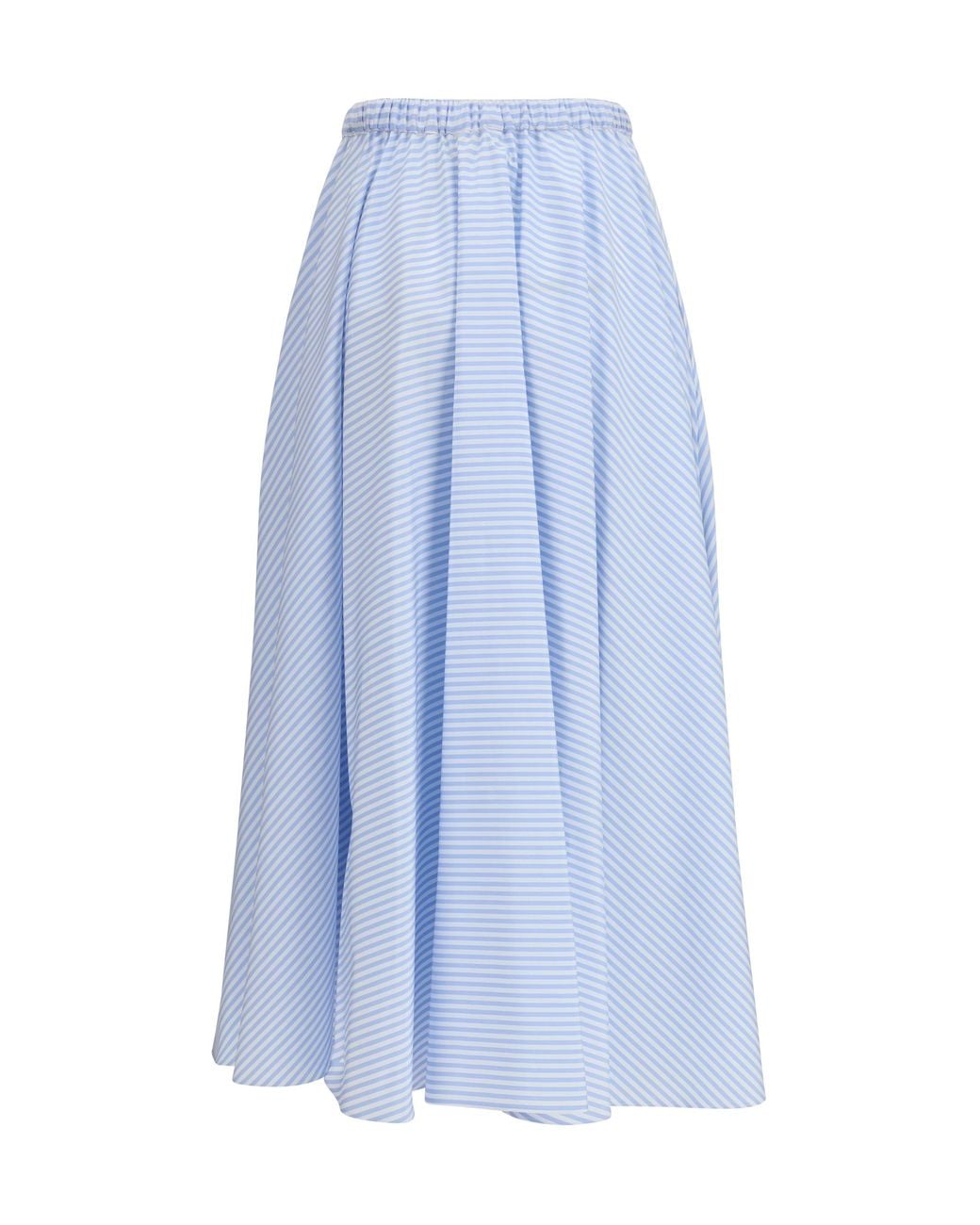 Crida Milano Blue Striped Long Skirt Locorotondo Cotton
