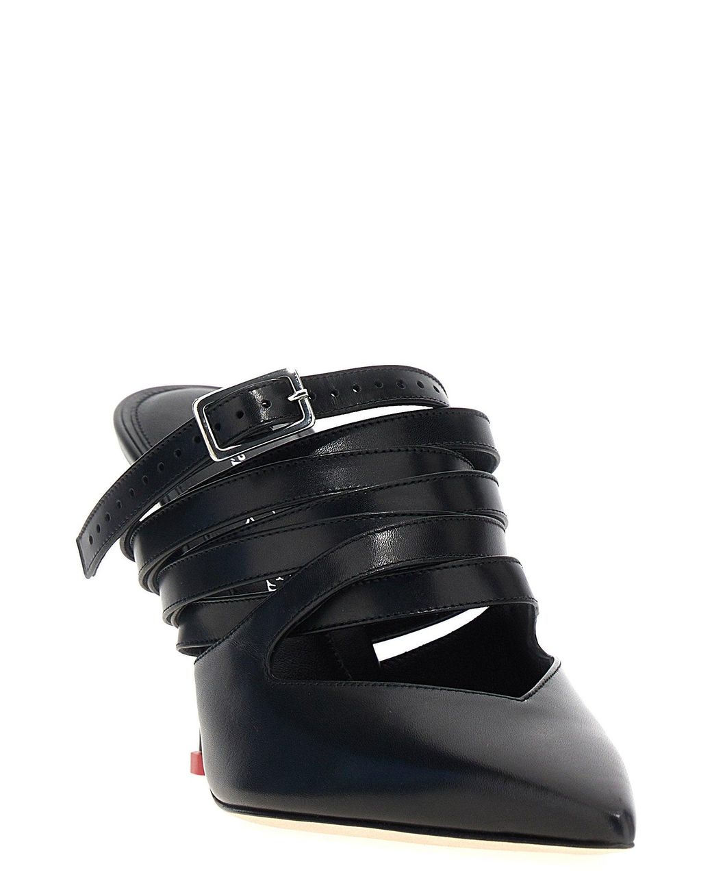McQueen Black Multi-Strap Leather Mule