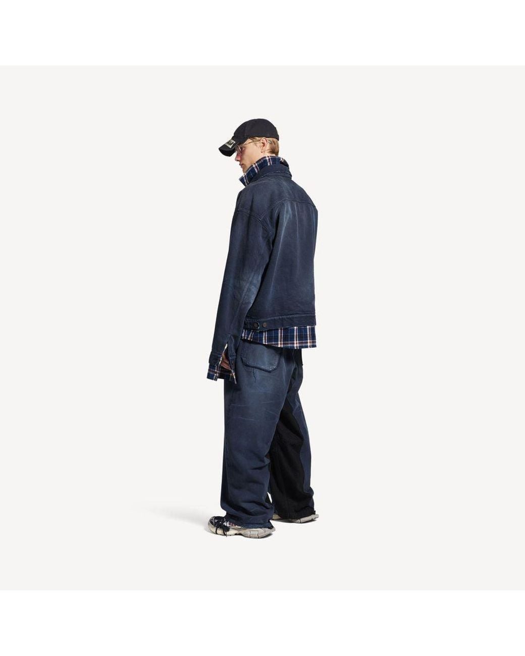 Balenciaga Balenciaga Colour-Block Denim Jacket in Blue for Men | Lyst