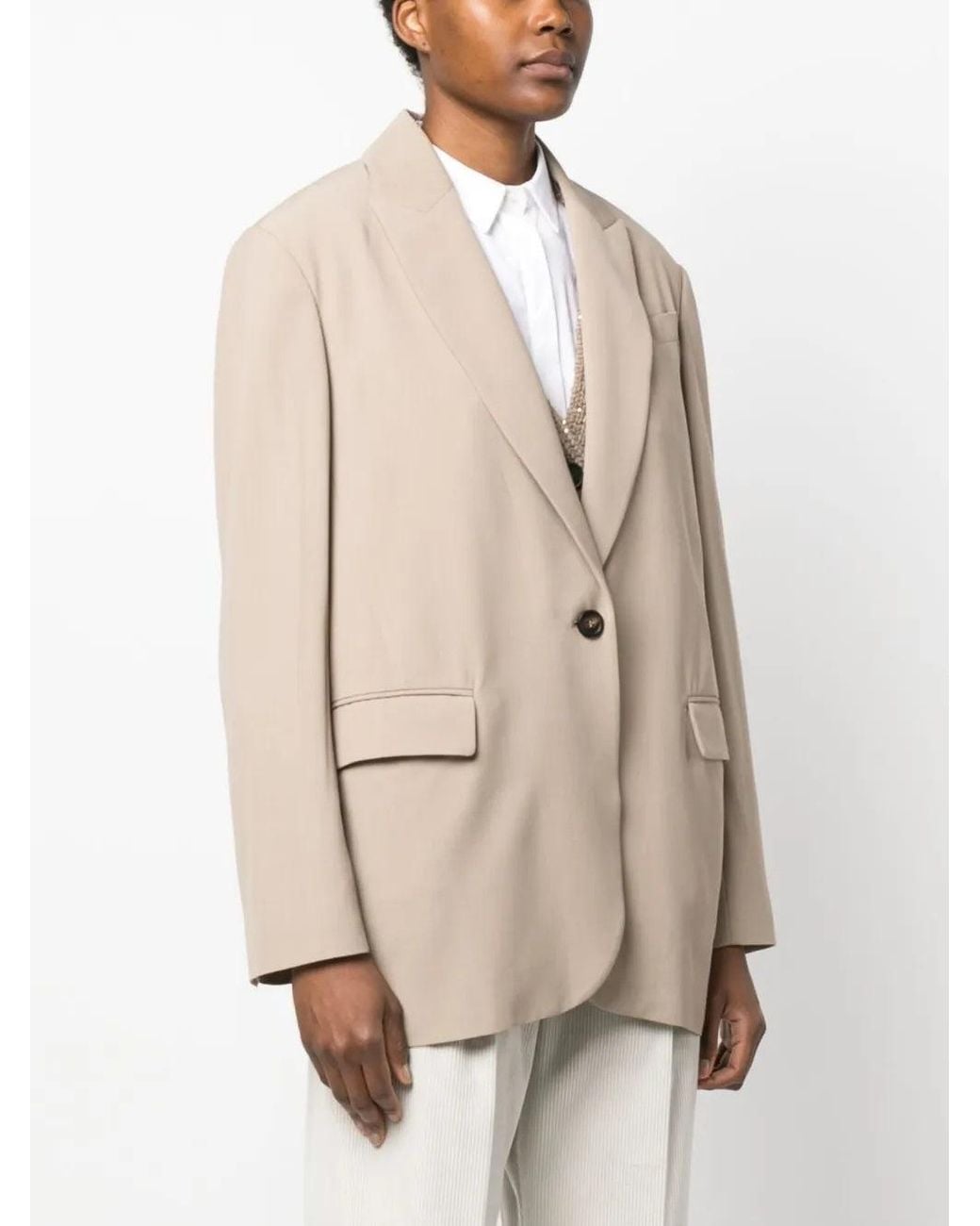 Brunello Cucinelli Natural Single Button Blazer Clothing
