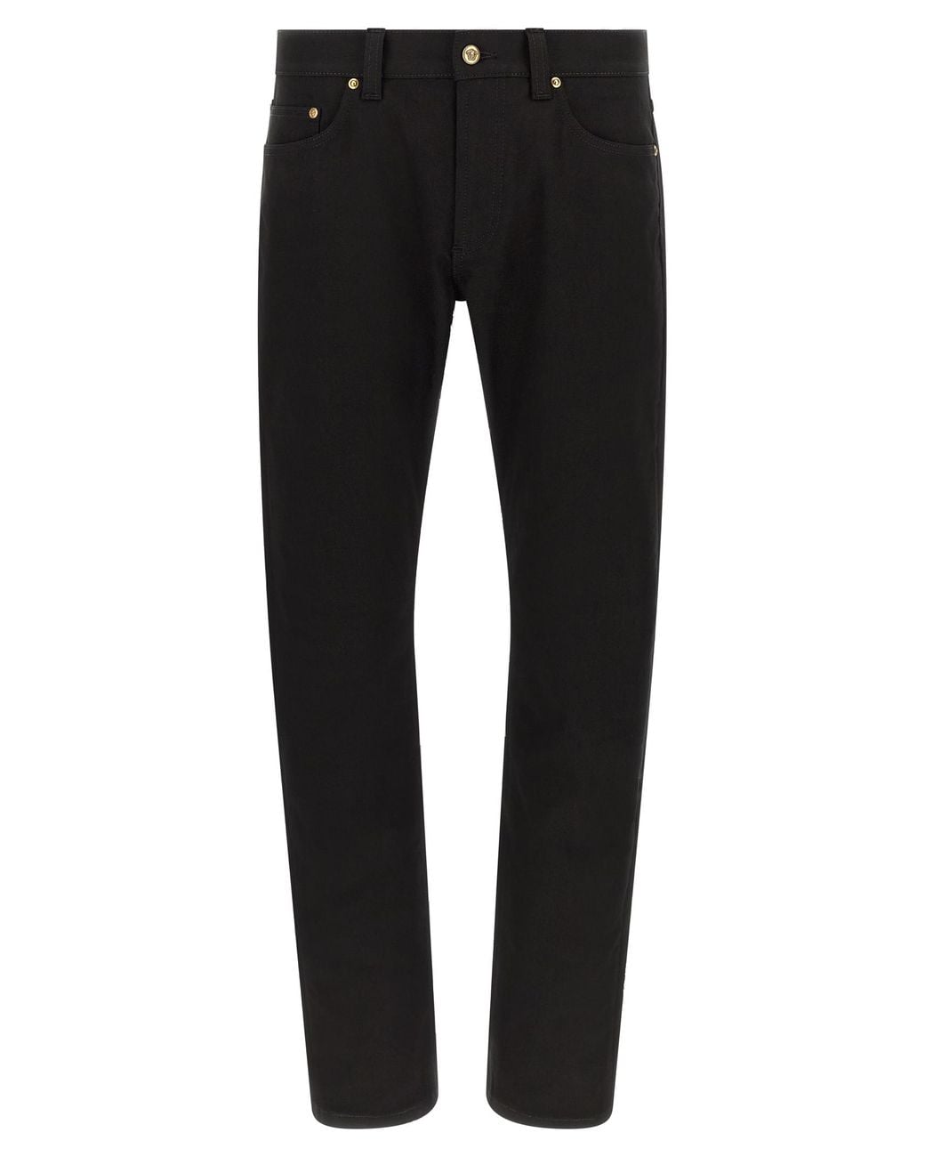 Versace Black Versace-Embellished Cotton Jeans for men