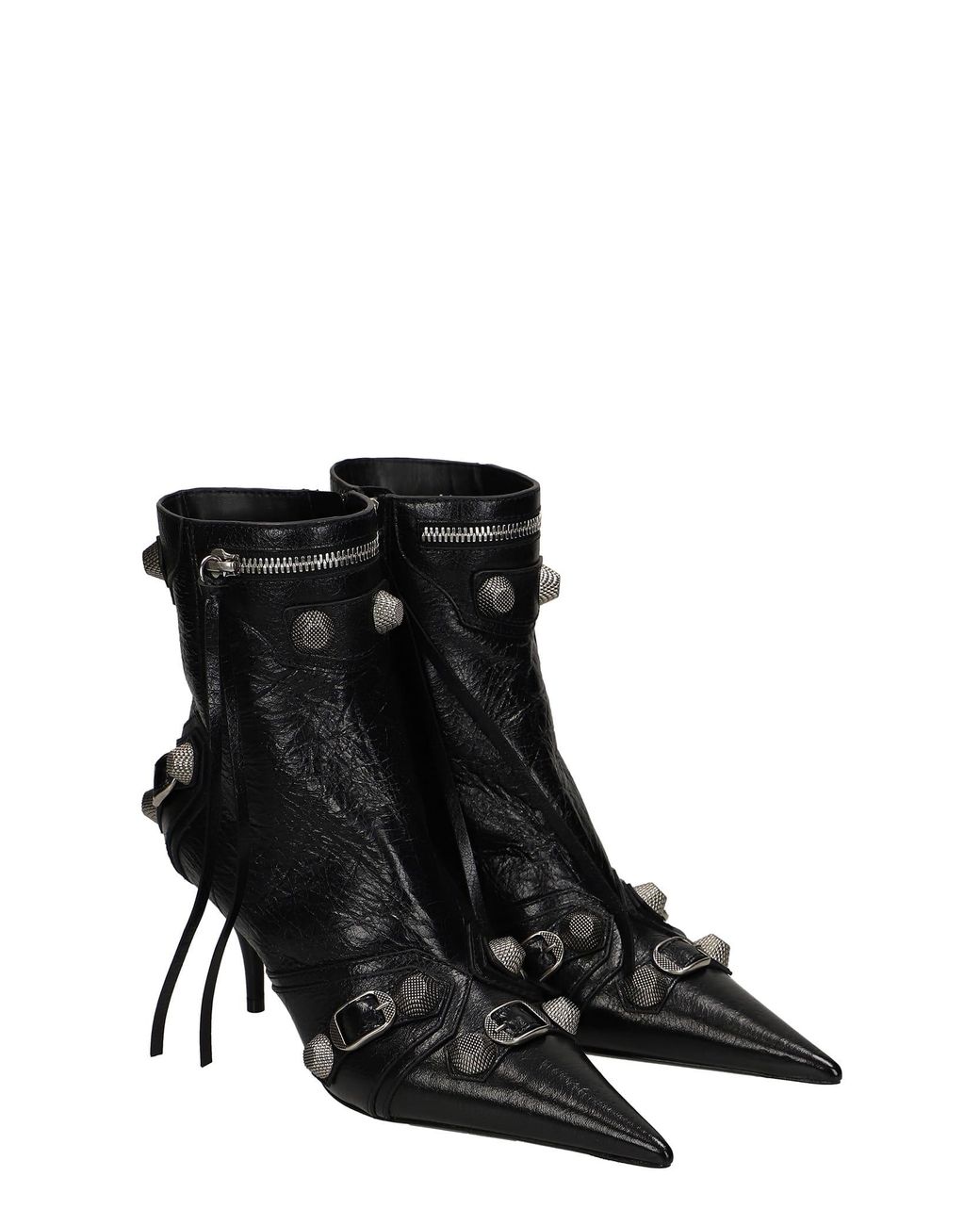 leather black booties low heel