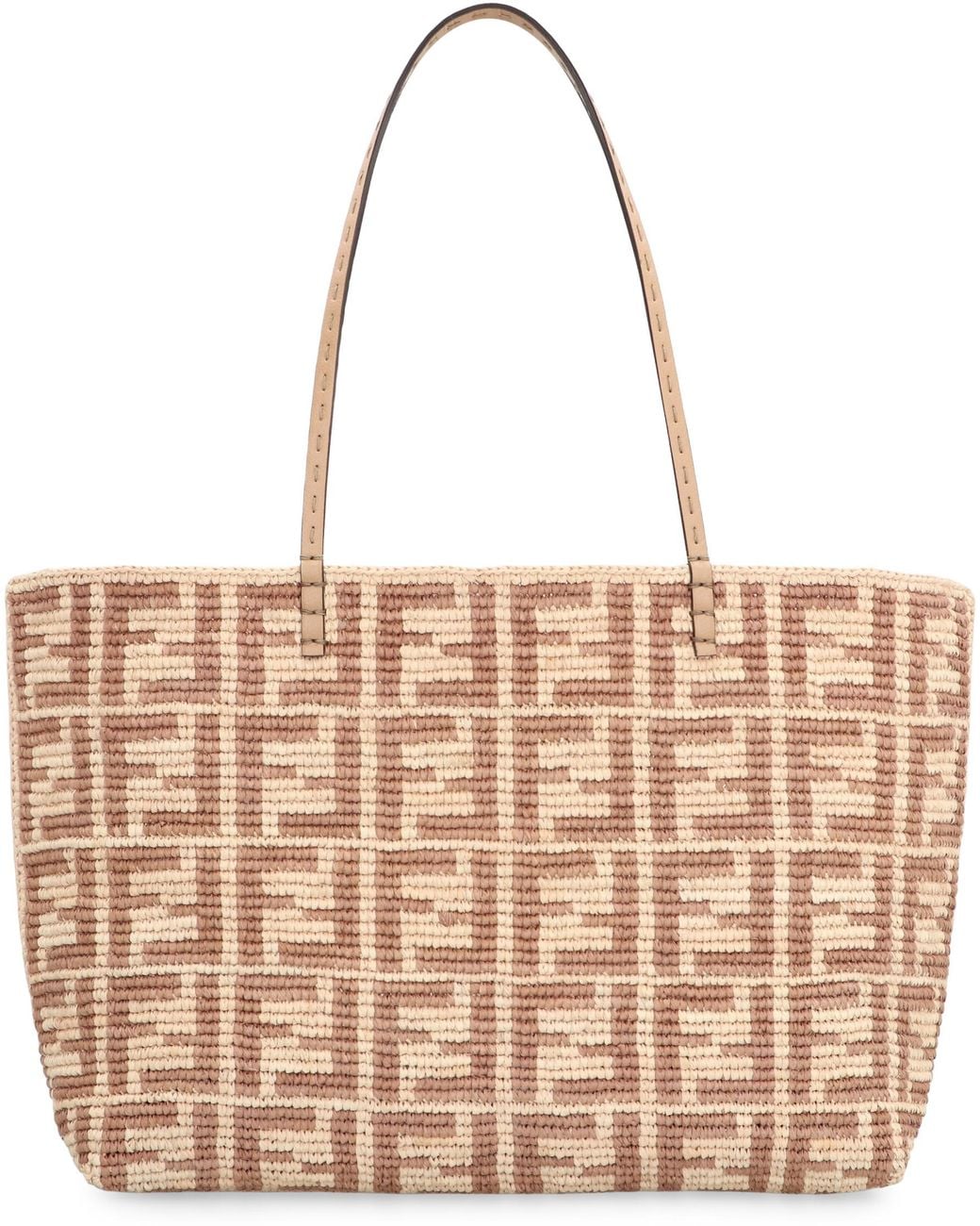 Fendi Multicolor Tote Bag Roll Large Raffia Natural-Honey