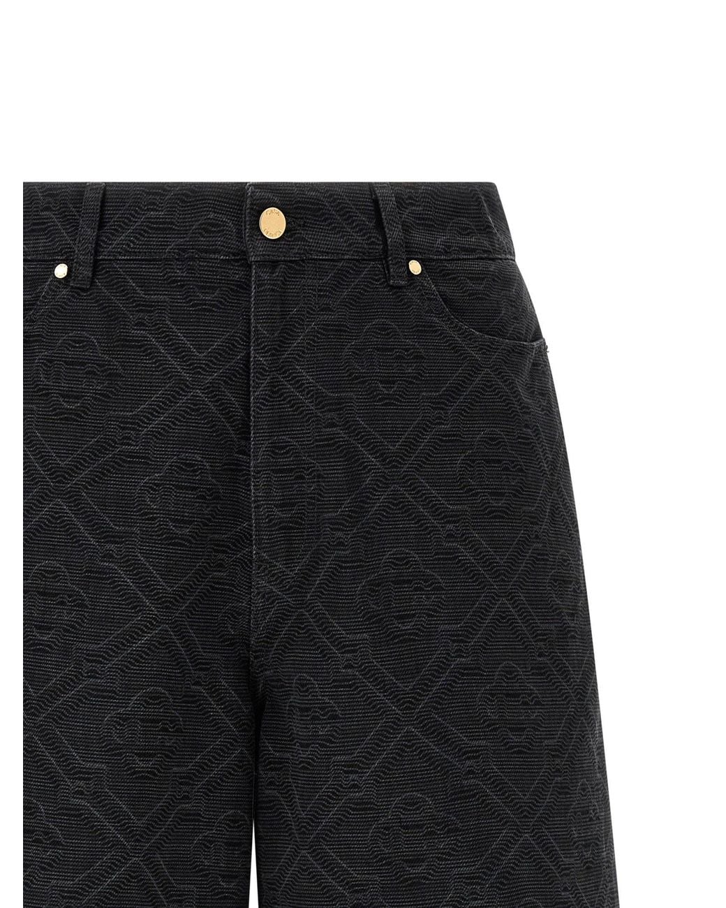 Casablanca Black Laser Monogram Denim Bermuda Shorts for men