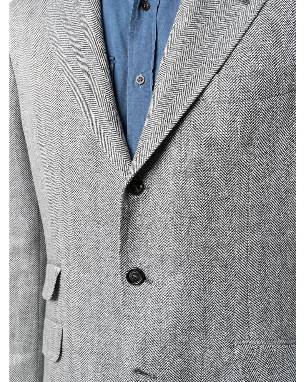 Brunello Cucinelli Gray Linen Wool Blazer for men