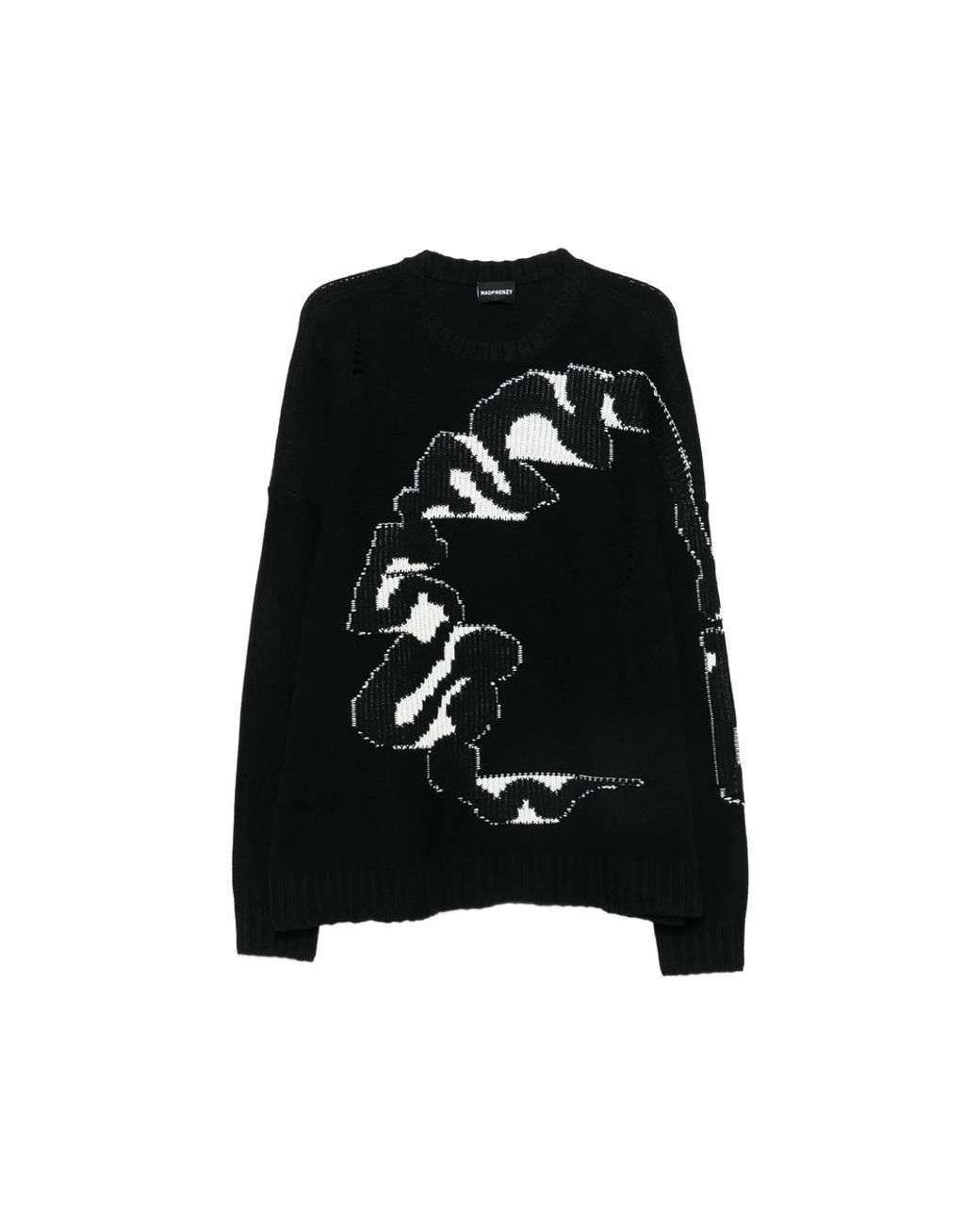 MADFRENZY Black Cortex Crew-Neck Sweater for men