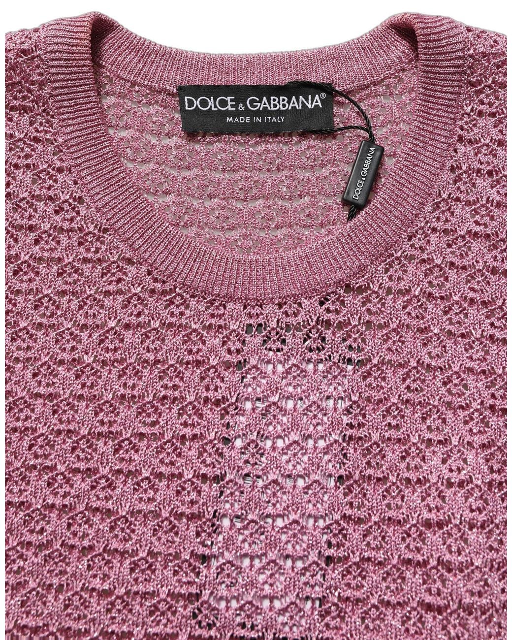 Dolce & Gabbana Purple Sheer Mesh Crew Neck Sleeveless Tank Top Viscose Polyester Film Fiber