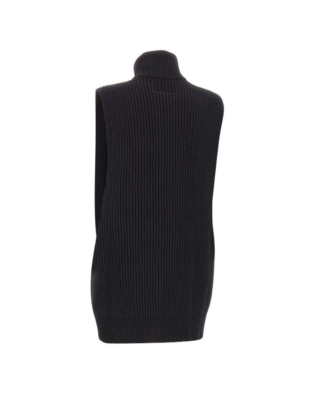 MM6 by Maison Margiela Black Ribbed Wool Vest