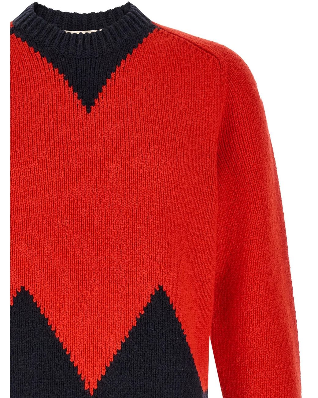 Marni Red Geometric Intarsia Sweater for men