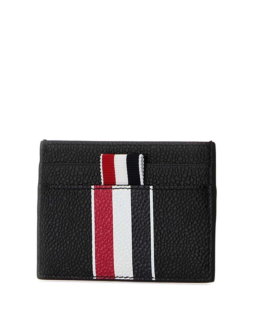 Thom Browne Black Leather Card Holder for men