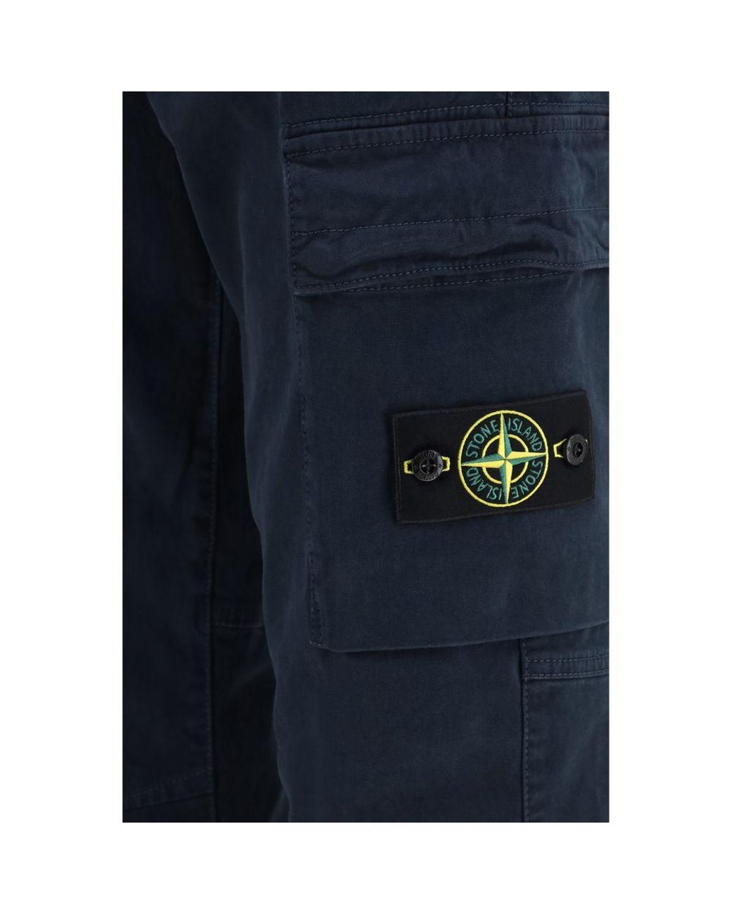 Stone Island Blue Cotton Cargo Pants for men