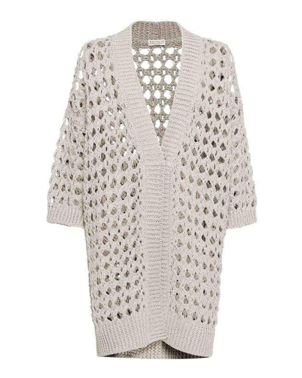 Brunello Cucinelli White Light Openwork Sweater