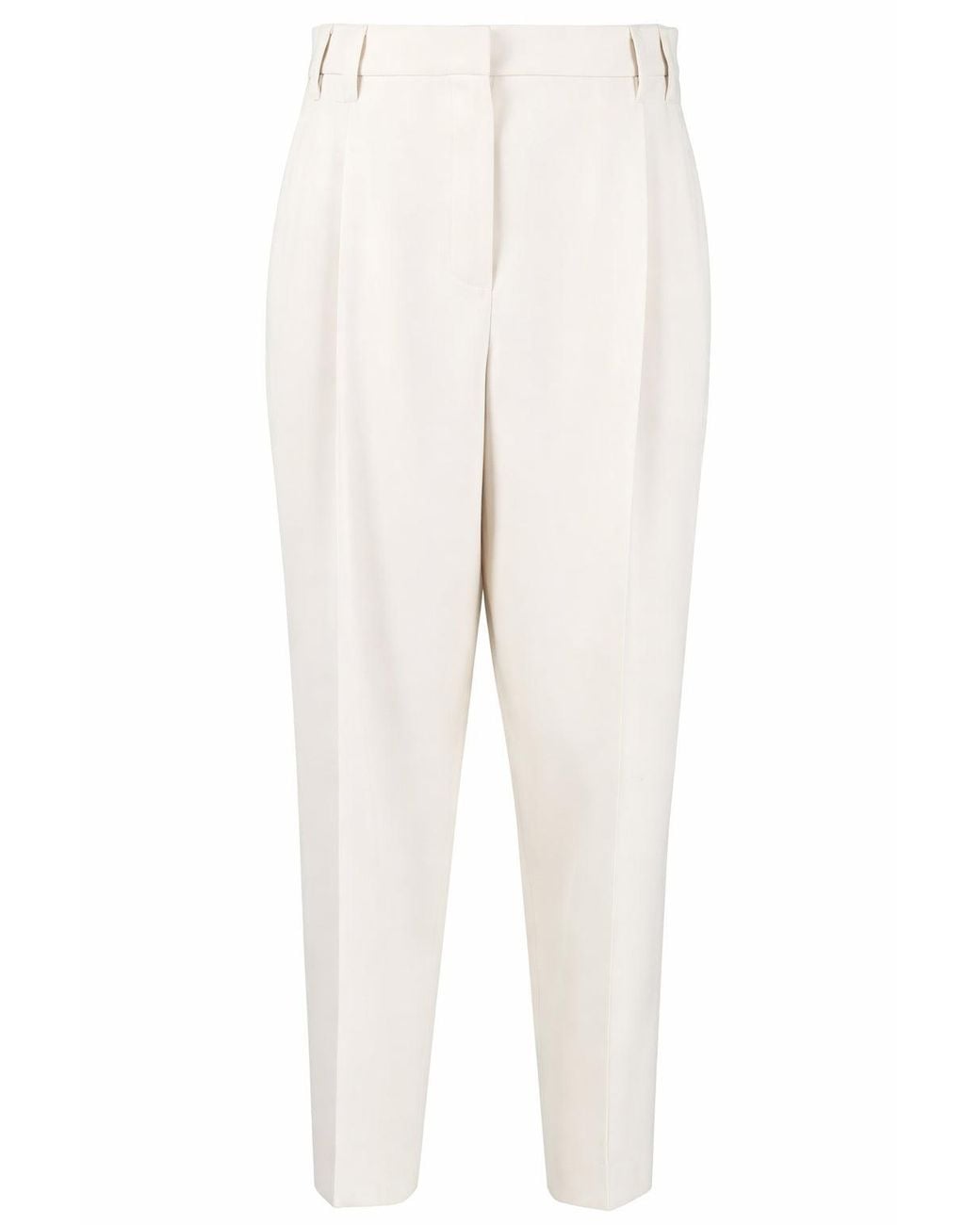 Brunello Cucinelli White Off Wool Tailored Trousers