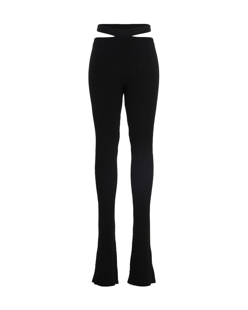 ANDREADAMO Black Ribbed Flared Trousers Pant