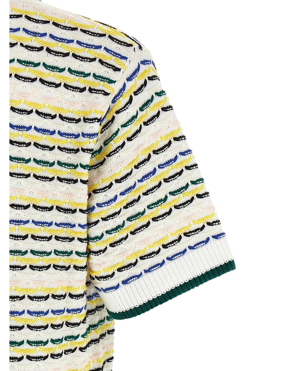 Casablanca White Tuck Stitch Cotton Knit Shirt for men