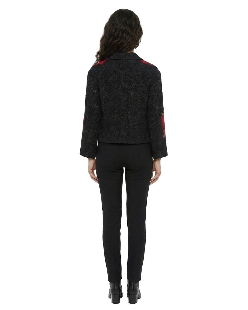 Dolce & Gabbana Black Dolce & Gabbana Floral-Embroidered Cotton Jacket