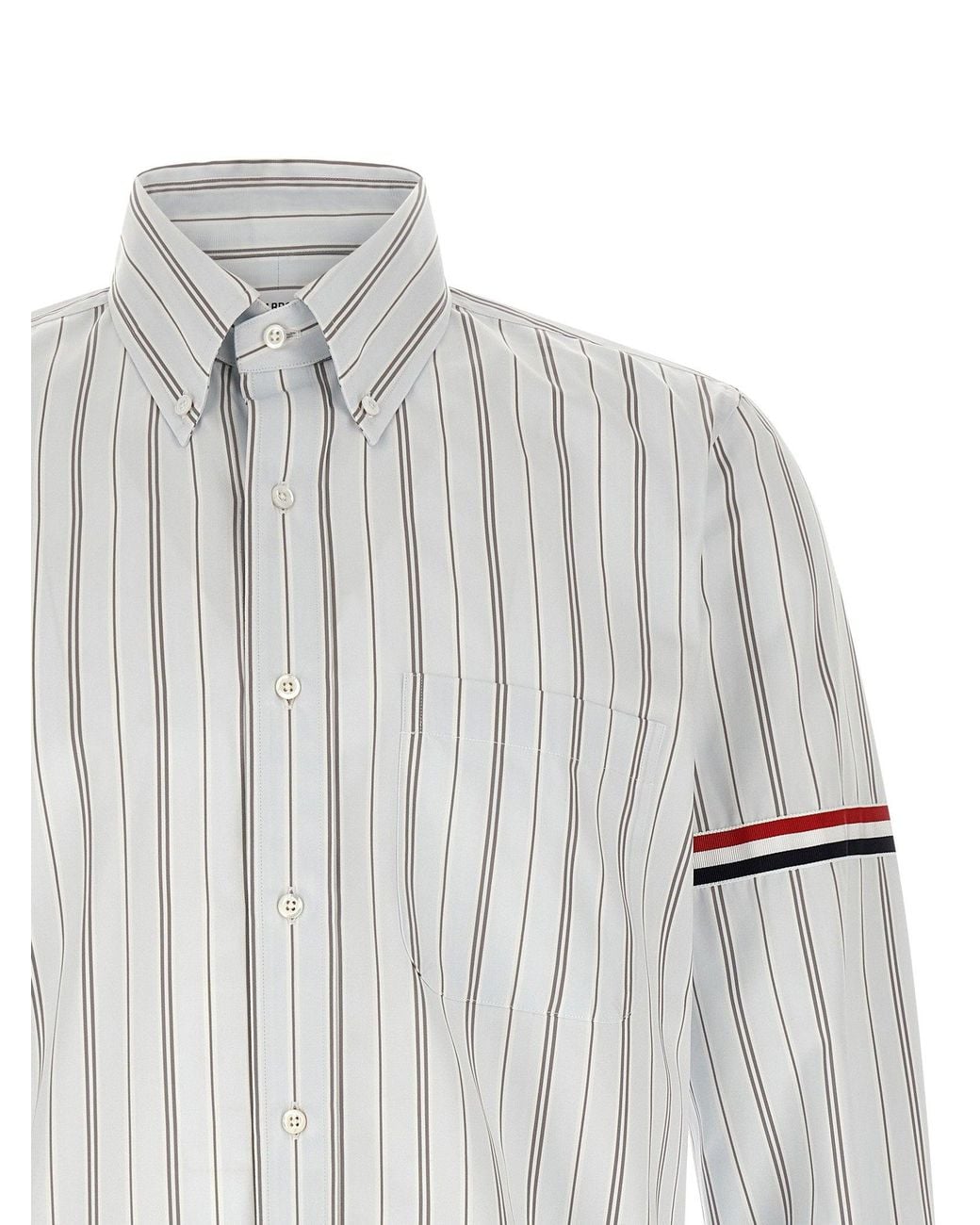 Thom Browne White Rwb Grosgrain Striped Shirt for men