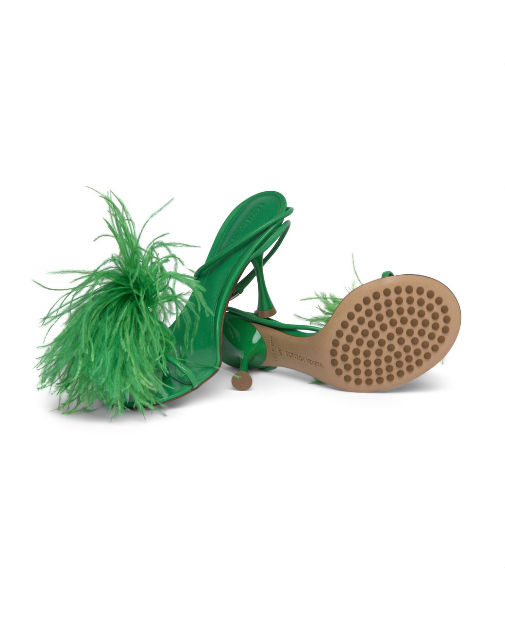 Bottega Veneta Green Feather Dot Sandals