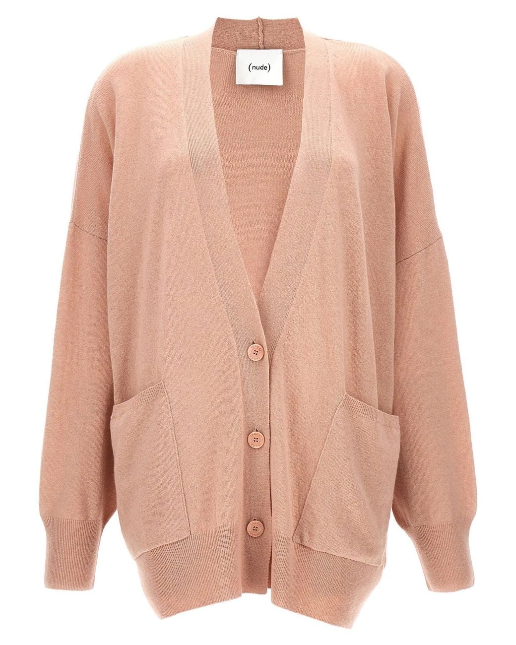 Nude Pink Oversize Wool Cardigan