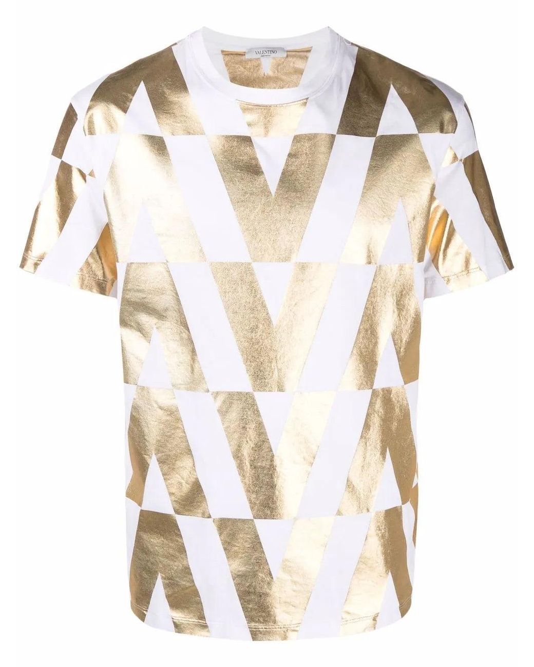 Valentino Metallic Logo Print Cotton T-Shirt for men