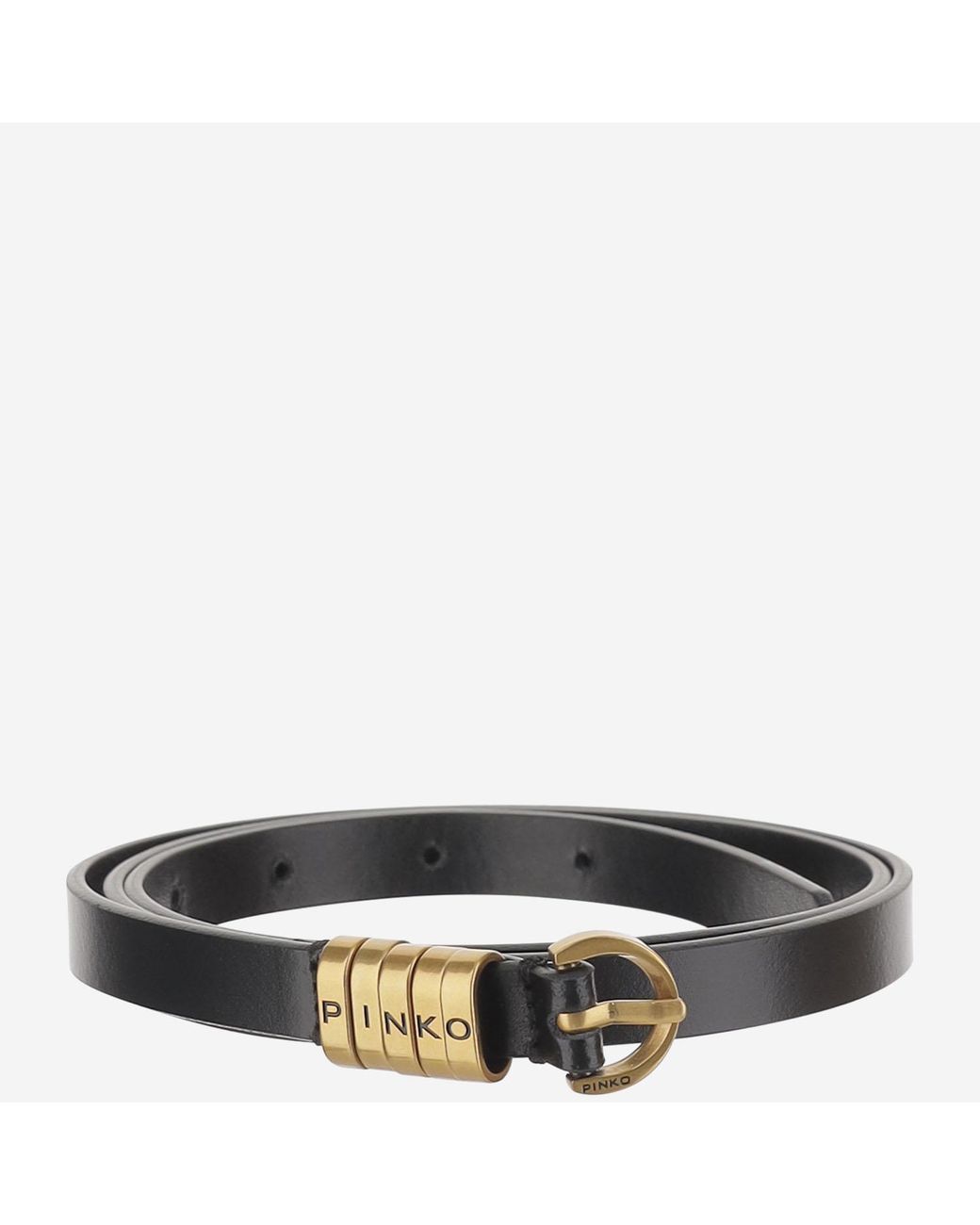 Pinko Black Leather Belt With Logo