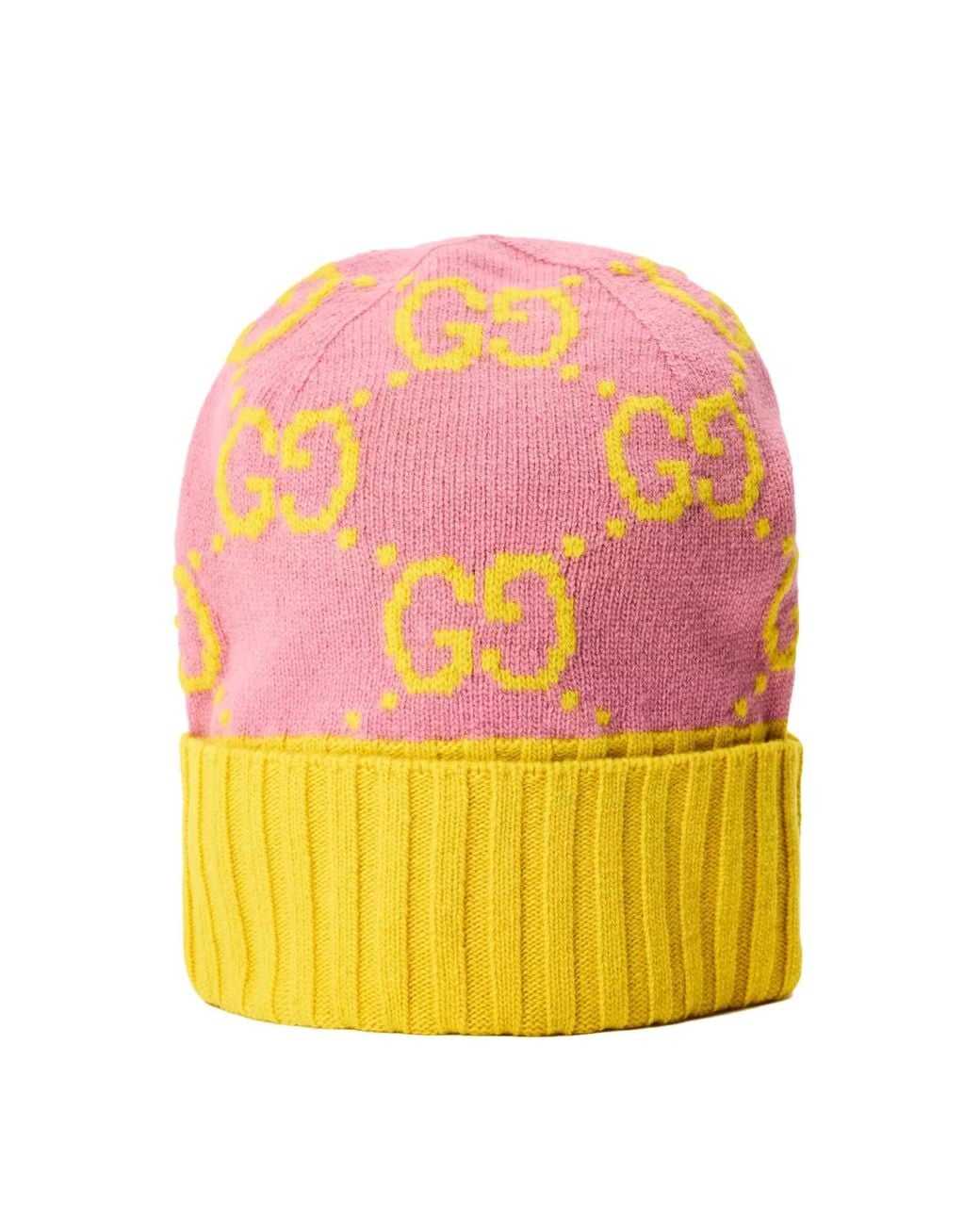 Gucci Pink Gg Monogram Wool Beanie