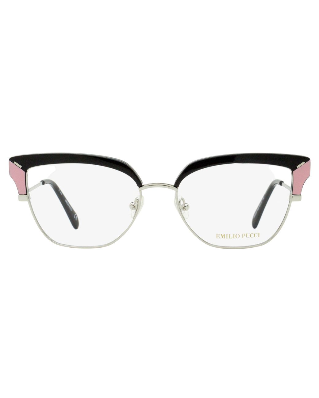 Emilio Pucci Black Pucci Geometric Butterfly Eyeglasses Ep5147 005-Palladium 55Mm Metal/Plastic (Acetate)