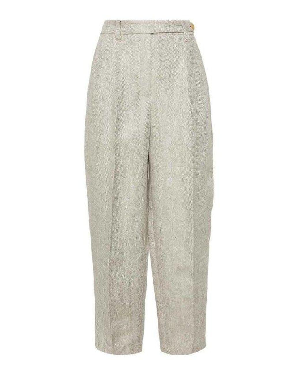 Brunello Cucinelli White Light Linen Trousers