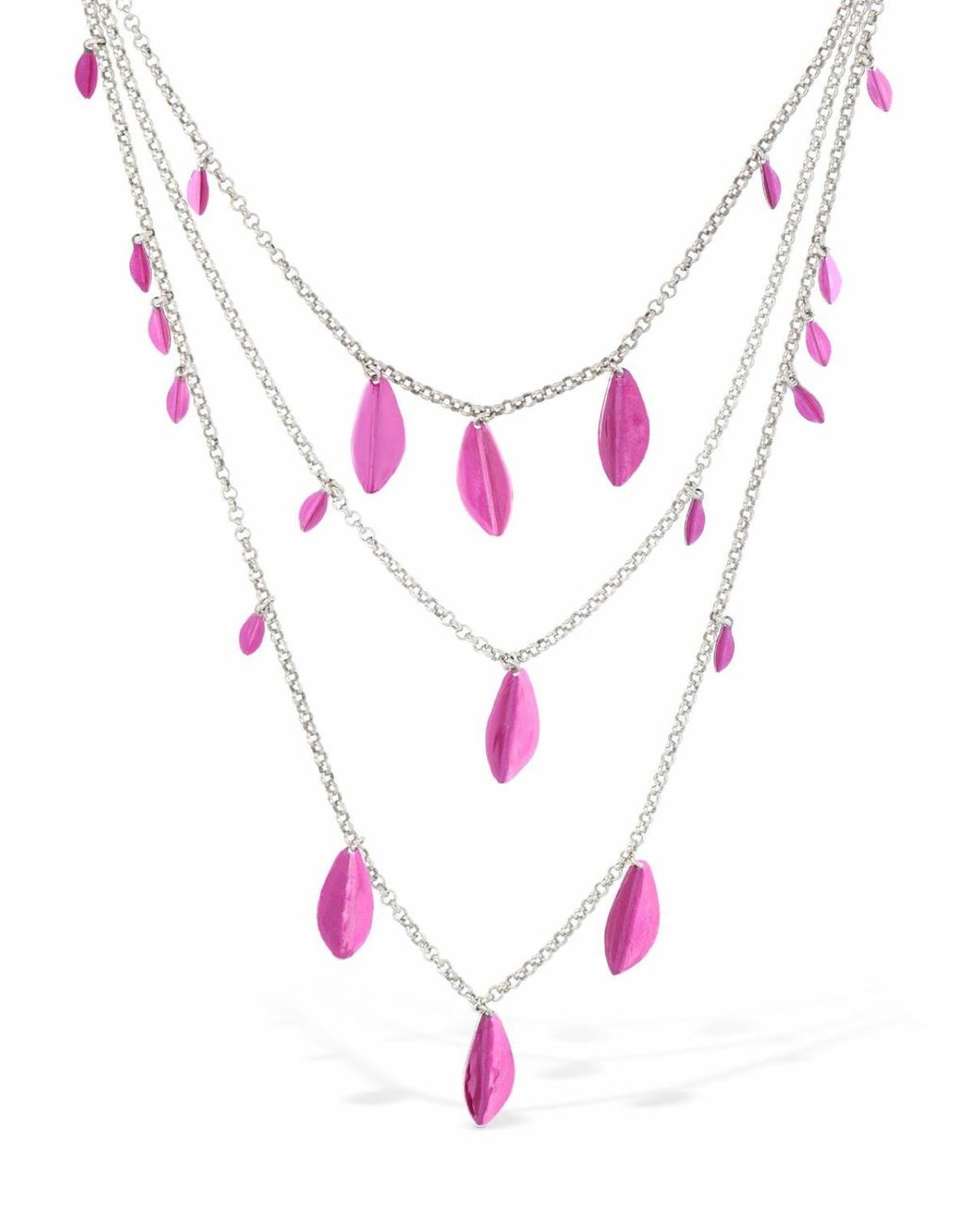 Isabel Marant Pink Metal Shiny Leaf Necklace Accessories Jewelry