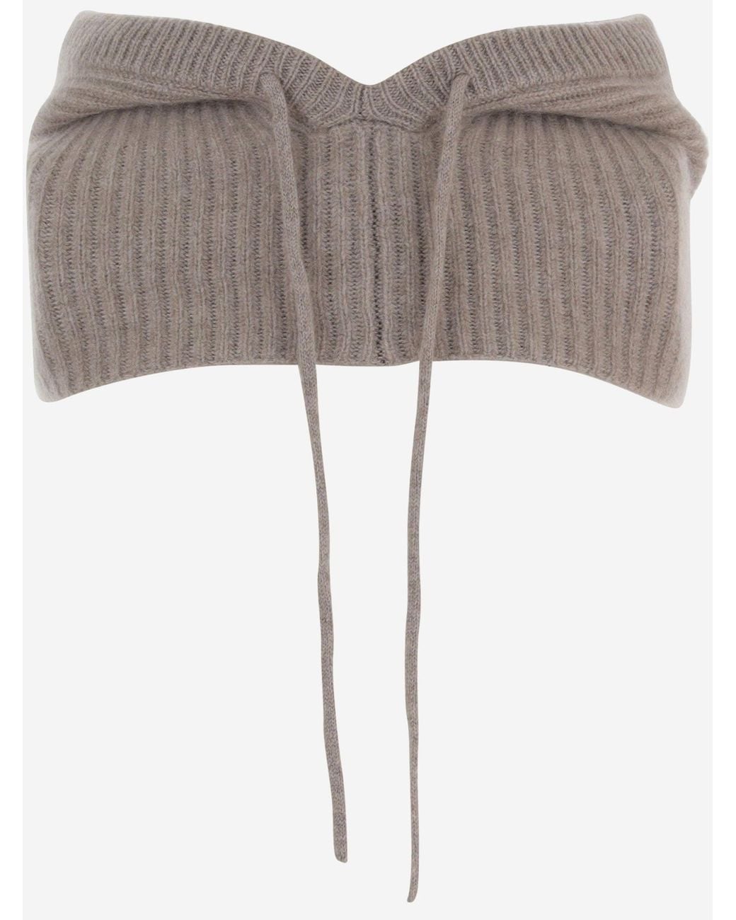 arch4 Gray Cashmere Shrug With Drawstrings Jacket