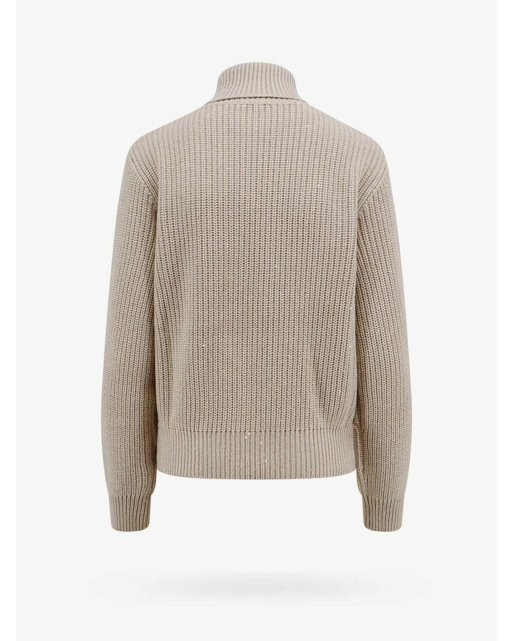 Brunello Cucinelli White Wool Silk Turtleneck Sweater Clothing