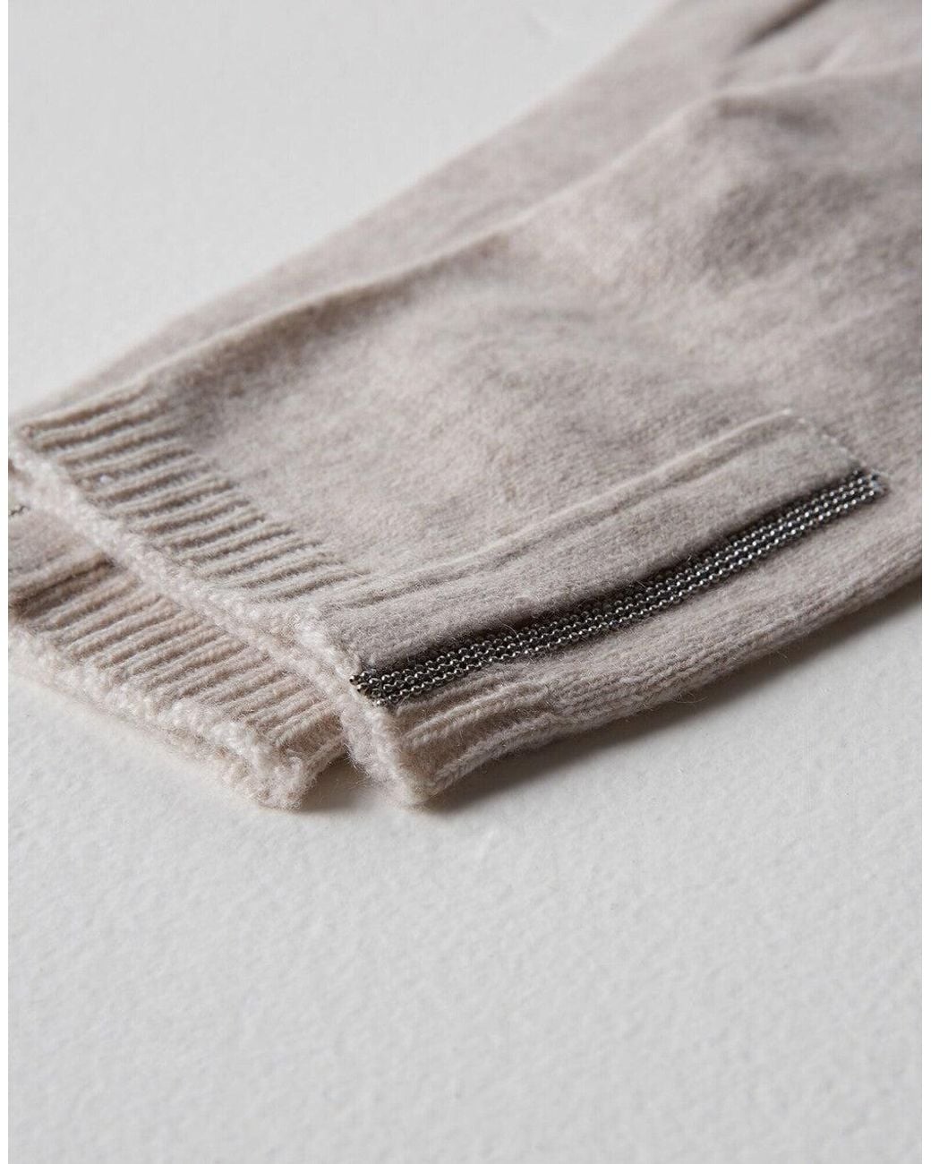 Brunello Cucinelli Natural Light Wool Knit Gloves