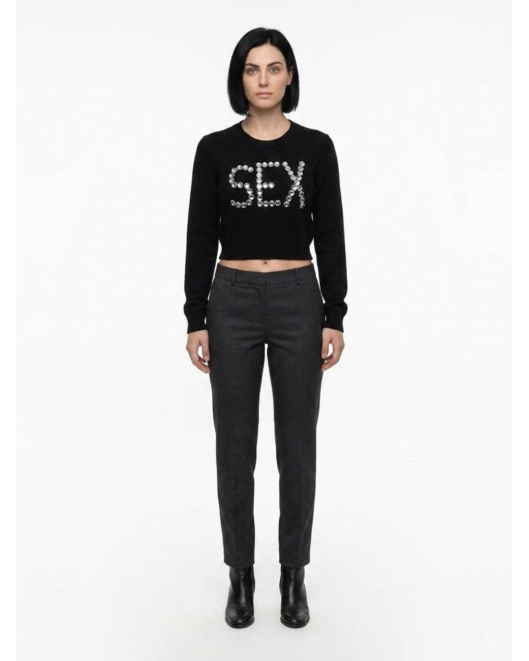 Dolce & Gabbana Black Dolce & Gabbana Wool Crewneck With Embellished Logo Sweater