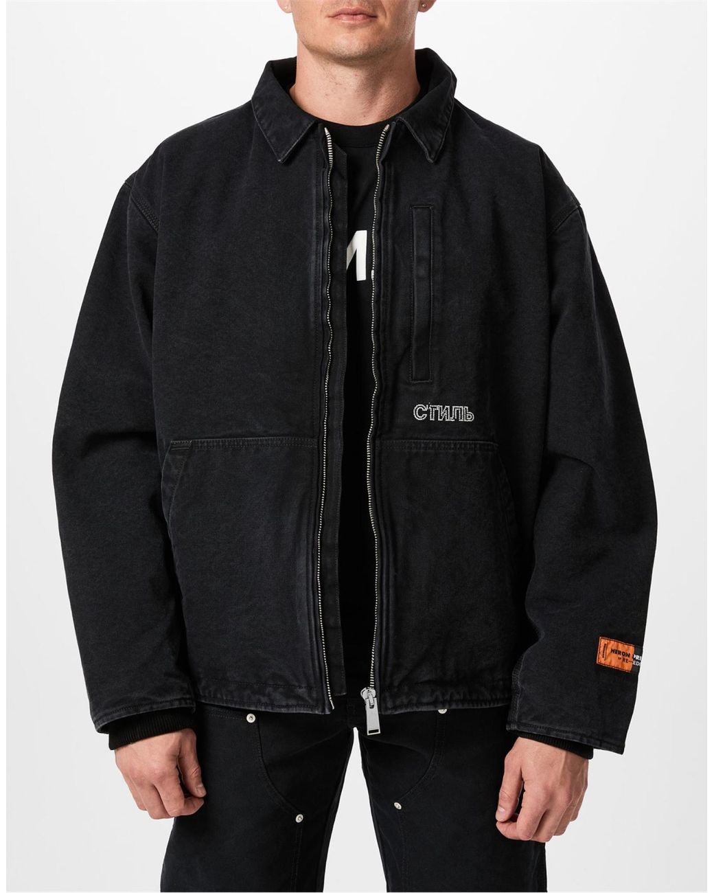 Heron Preston Black Ctnmb Canvas Padded Jacket for men
