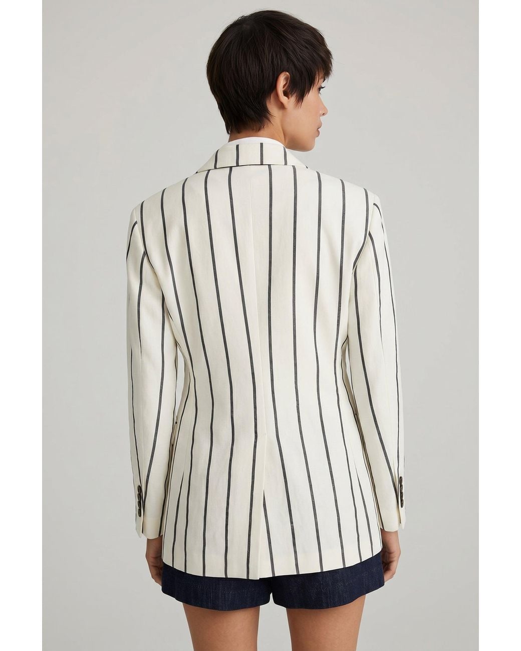 Brunello Cucinelli White Striped Linen Blazer