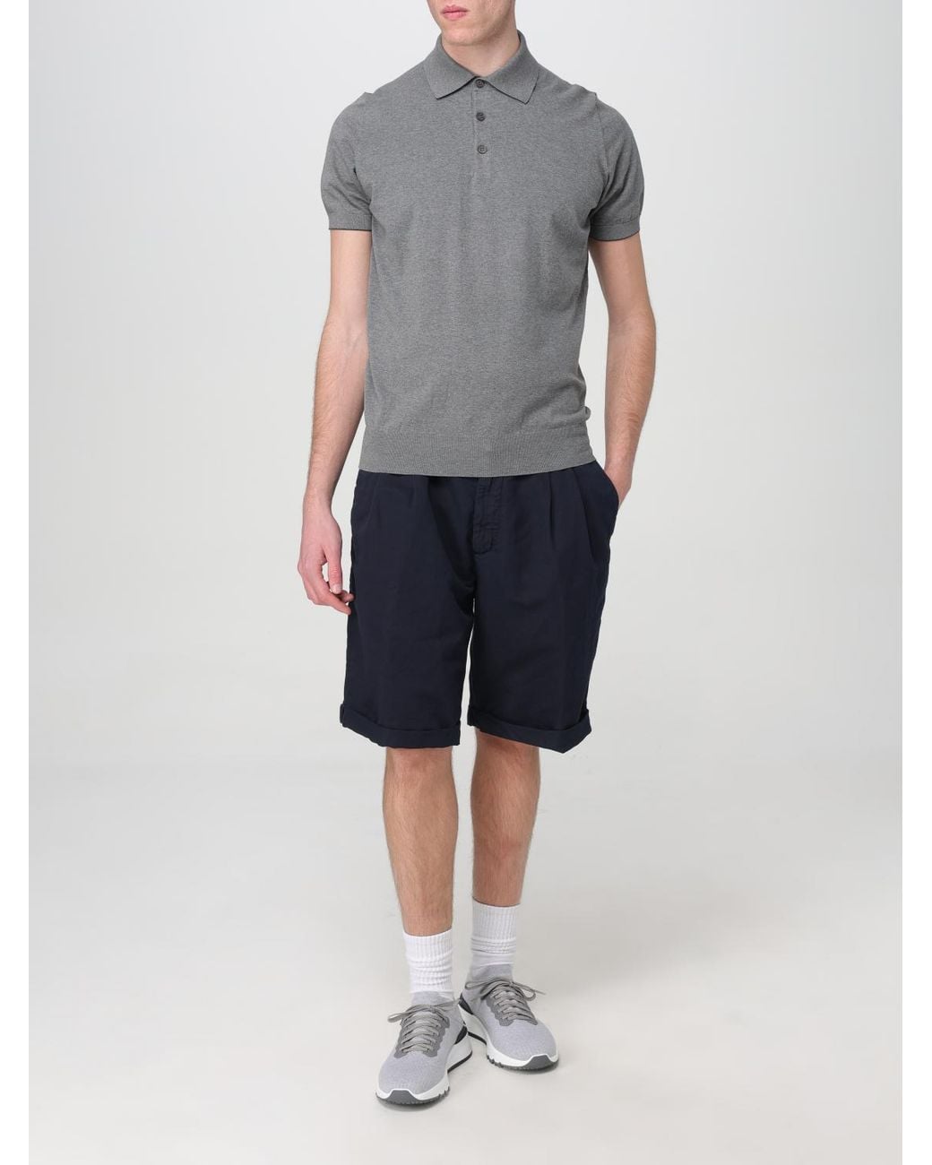 Brunello Cucinelli Blue Tailored Linen Shorts for men